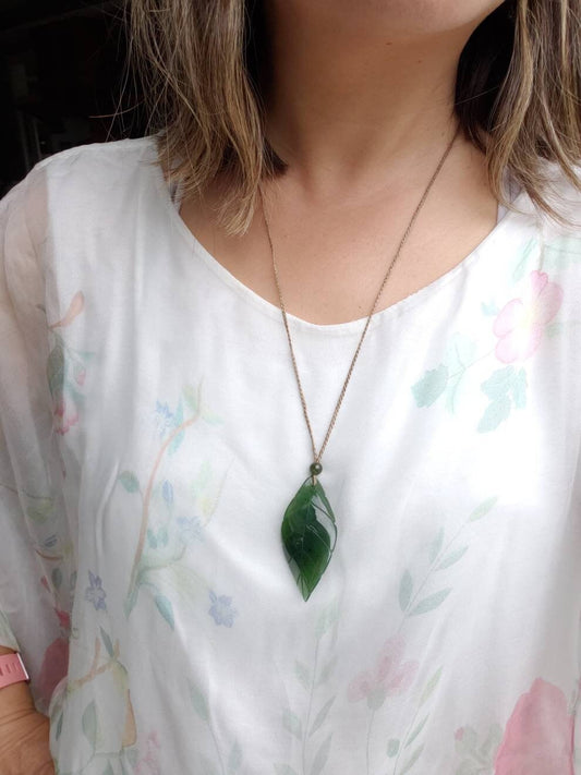 Canadian jade leaf necklace