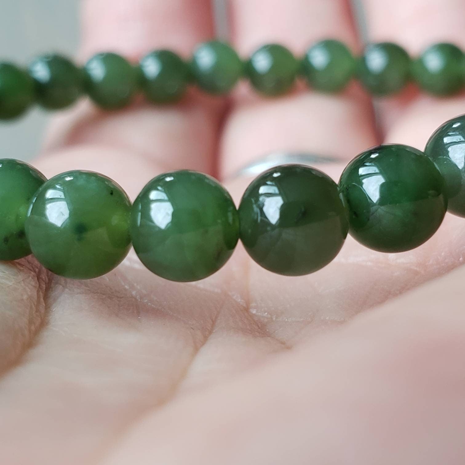 jade bead bracelet detail
