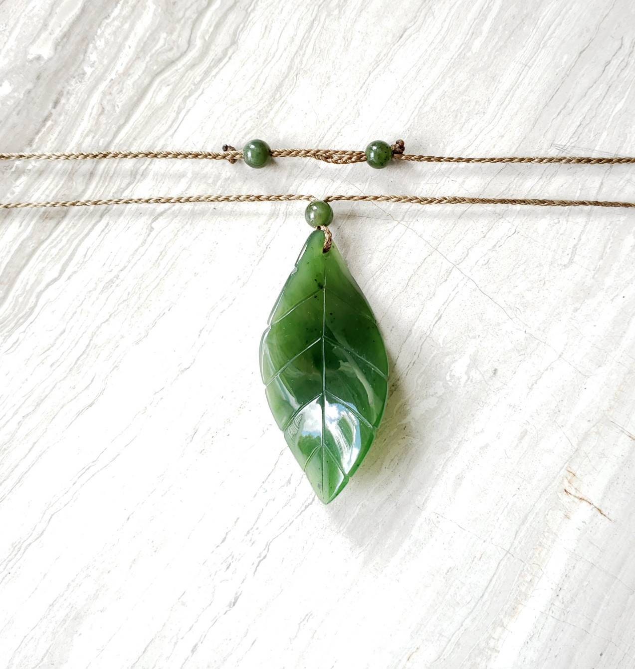 Canadian jade leaf necklace