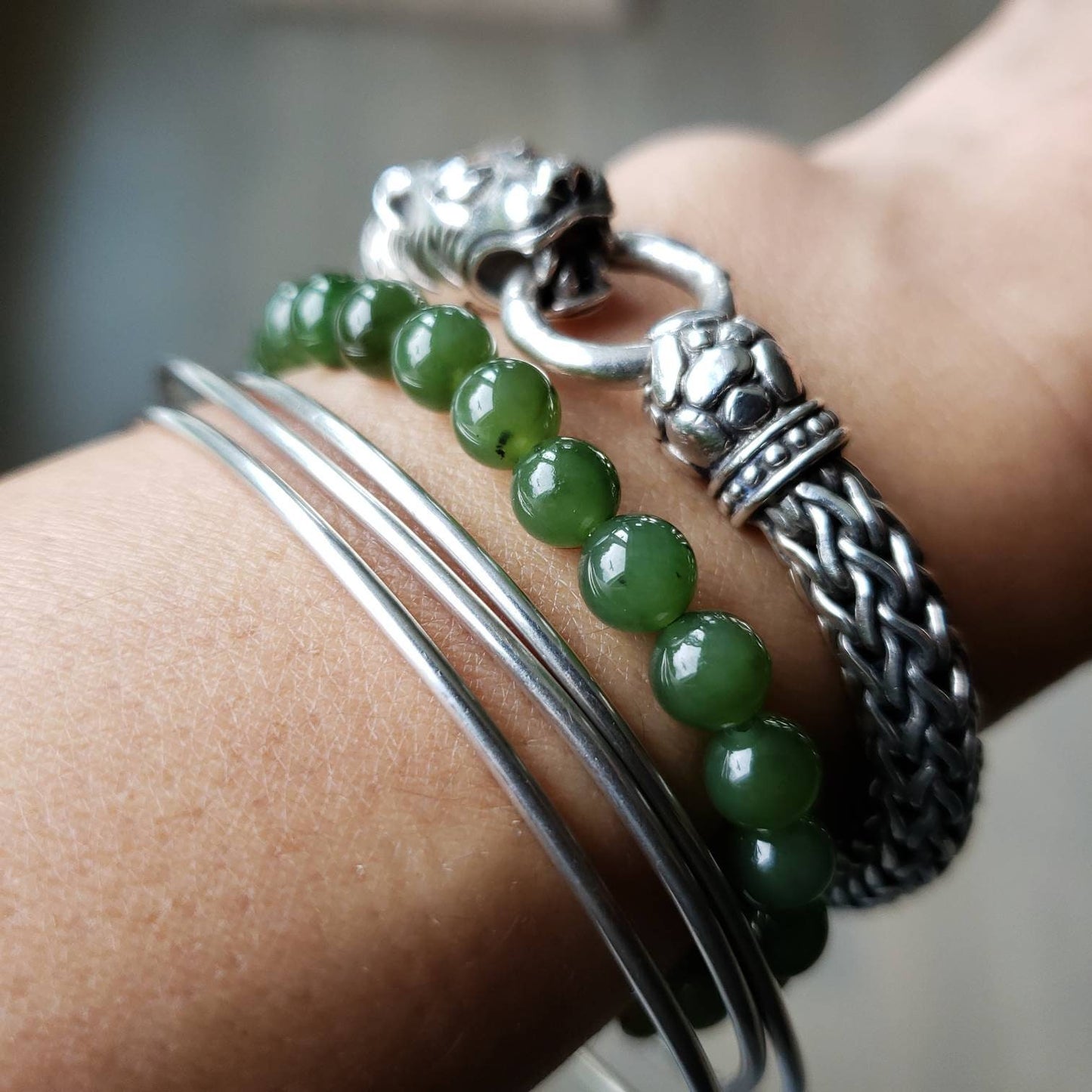 jade bead bracelet styling