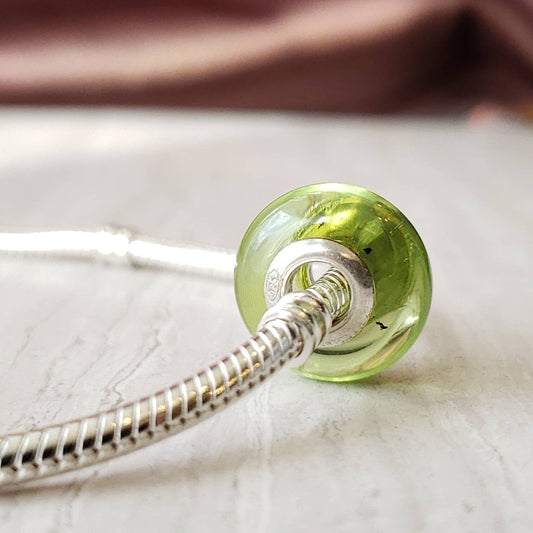 Green amber bead for pandora trollbead