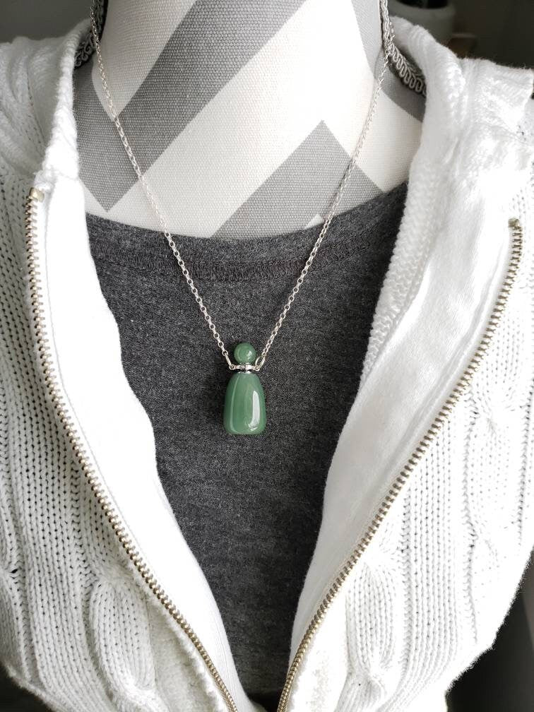 Garden Green Opal Square Pendant Necklace | Caitlyn Minimalist