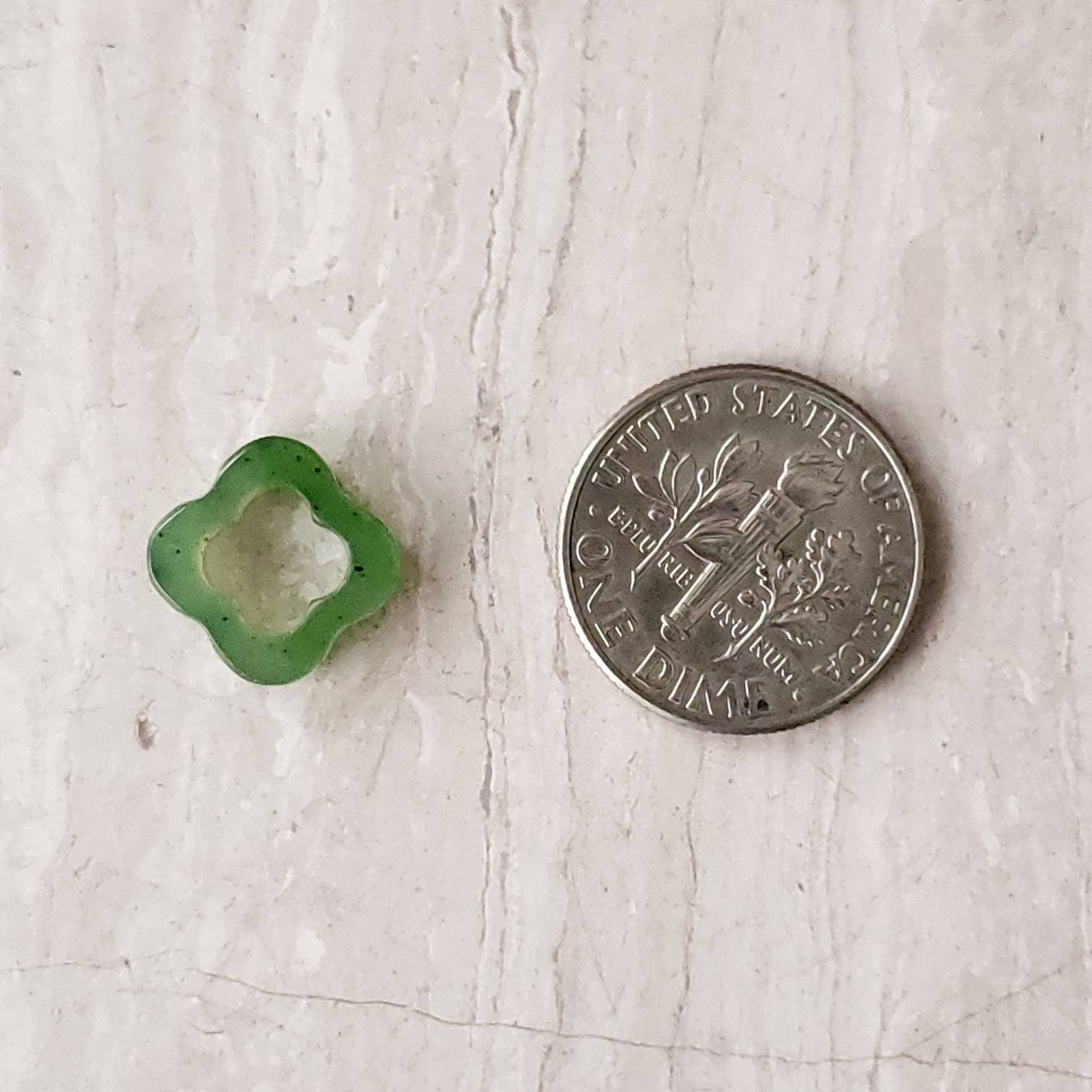 Jade floating 4 leaf clover charm pendant