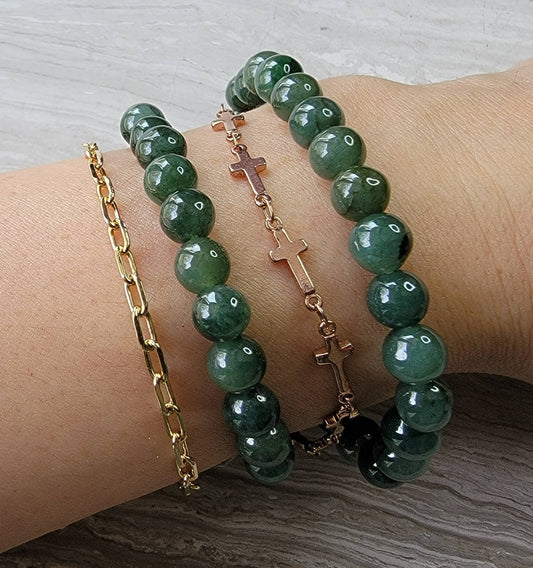 burmese green jade bead bracelet