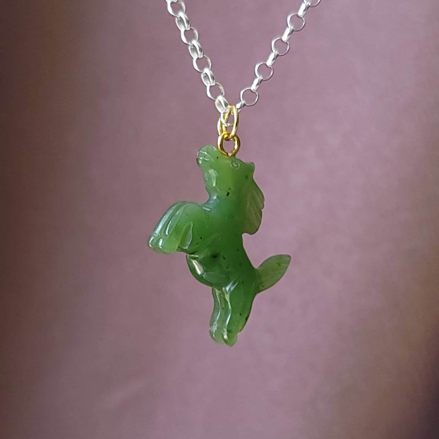 jade prancing horse charm pendant