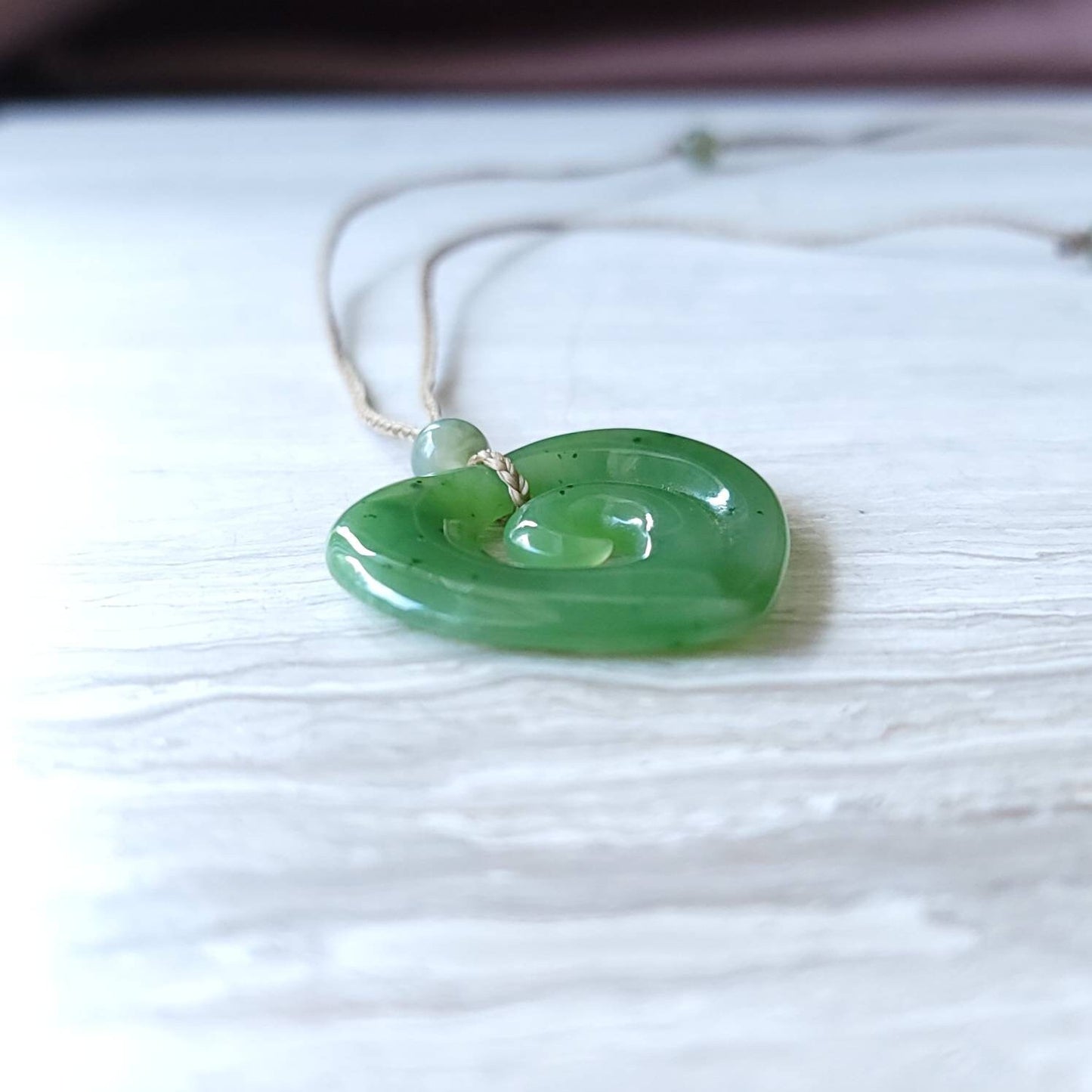 jade koru heart necklace