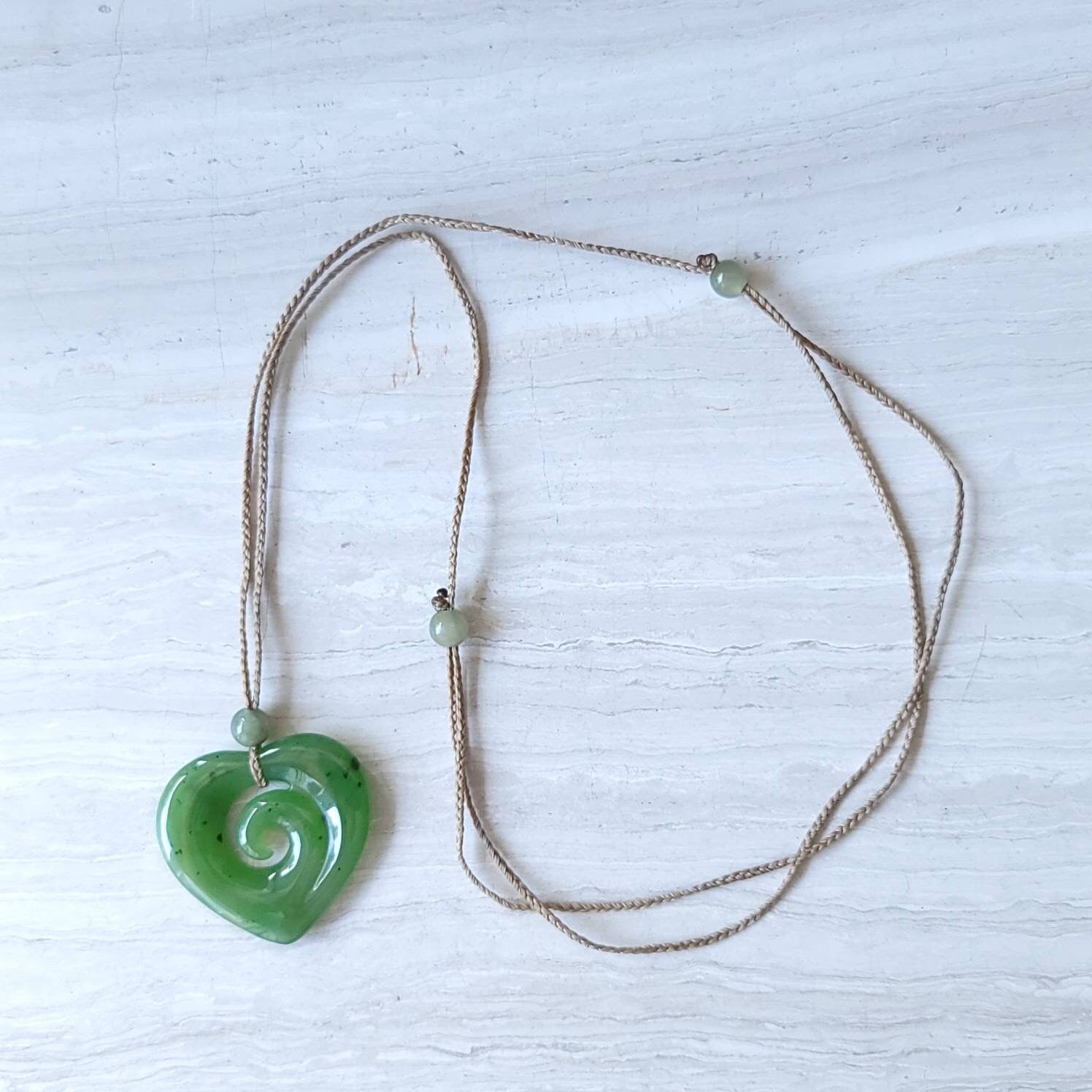 jade koru heart necklace