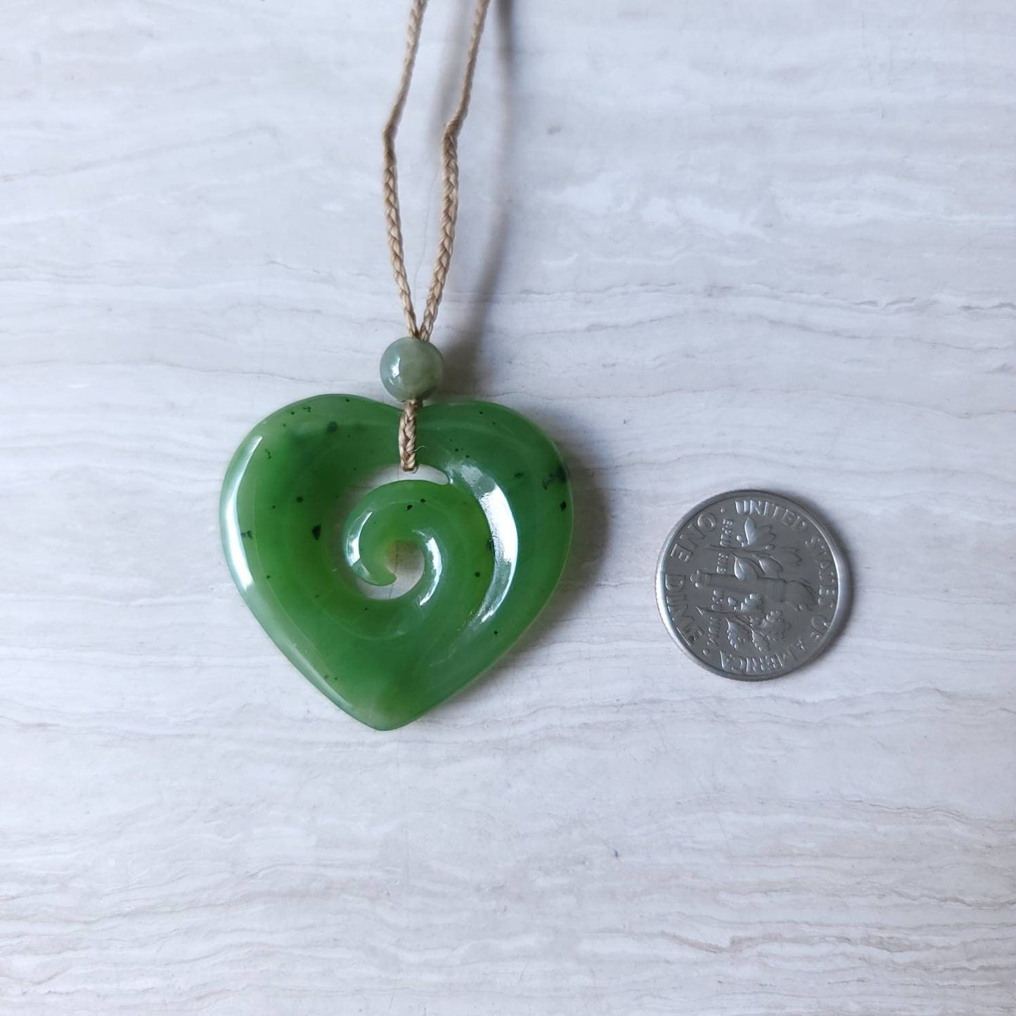 jade koru heart necklace