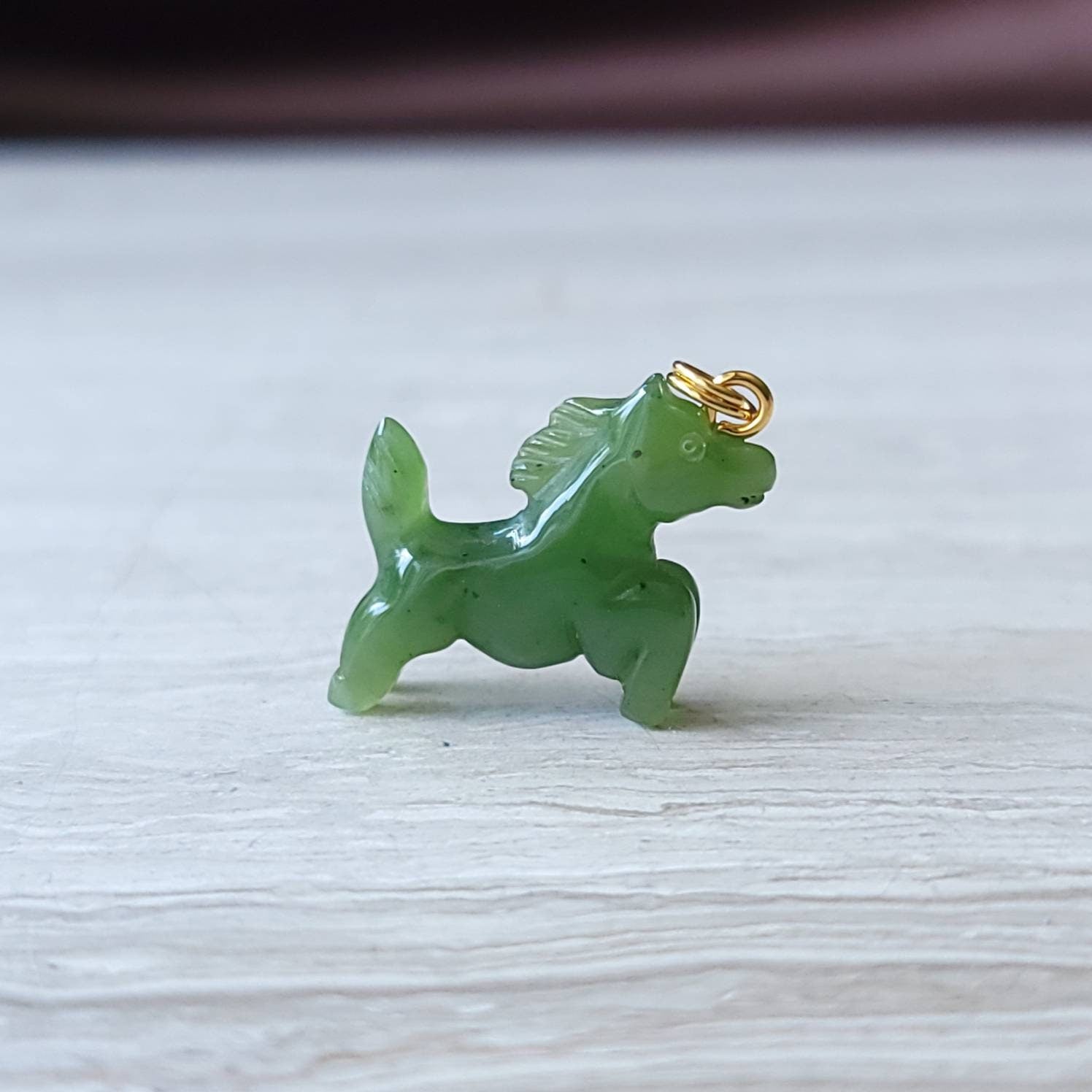 jade prancing horse charm pendant