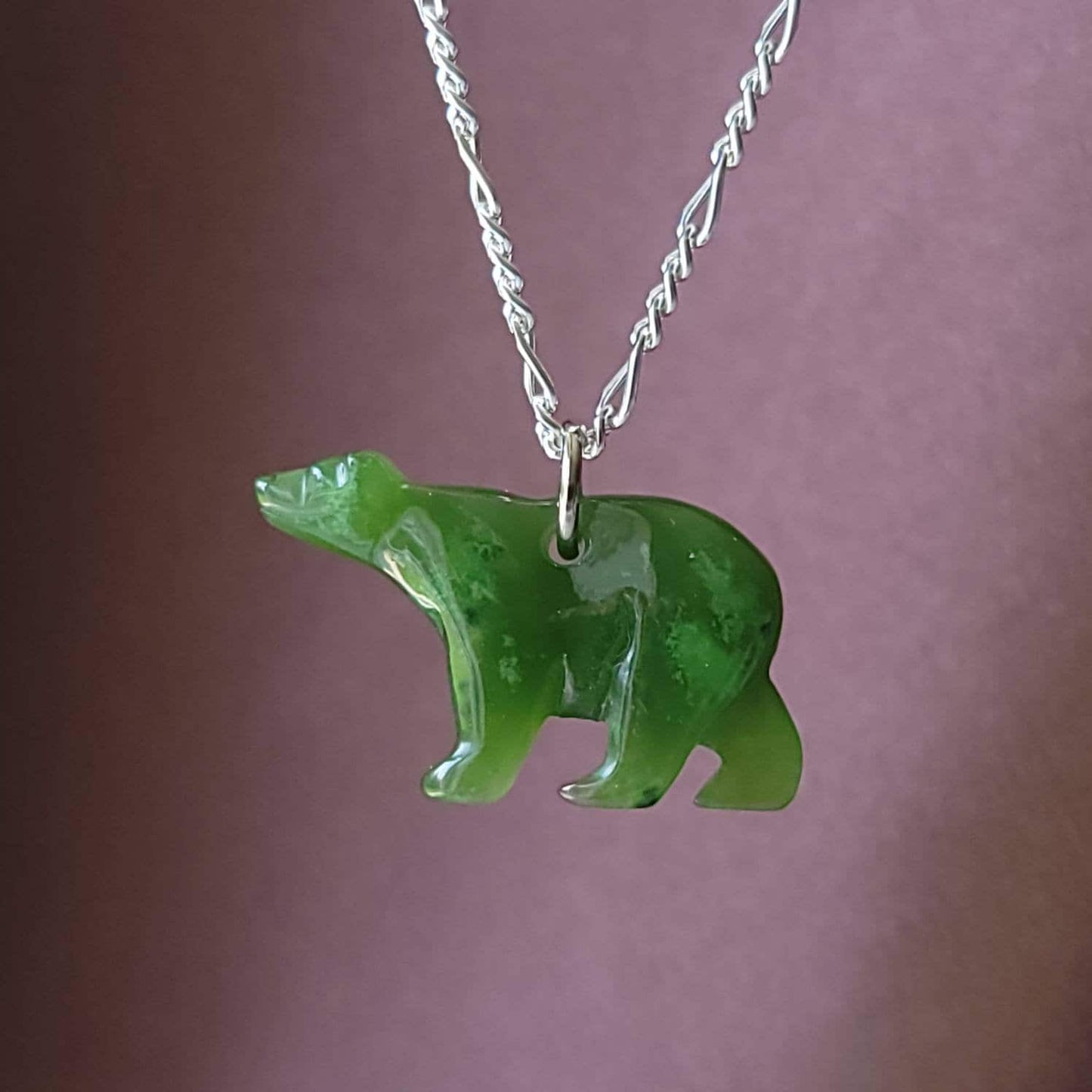 large jade polar bear pendant