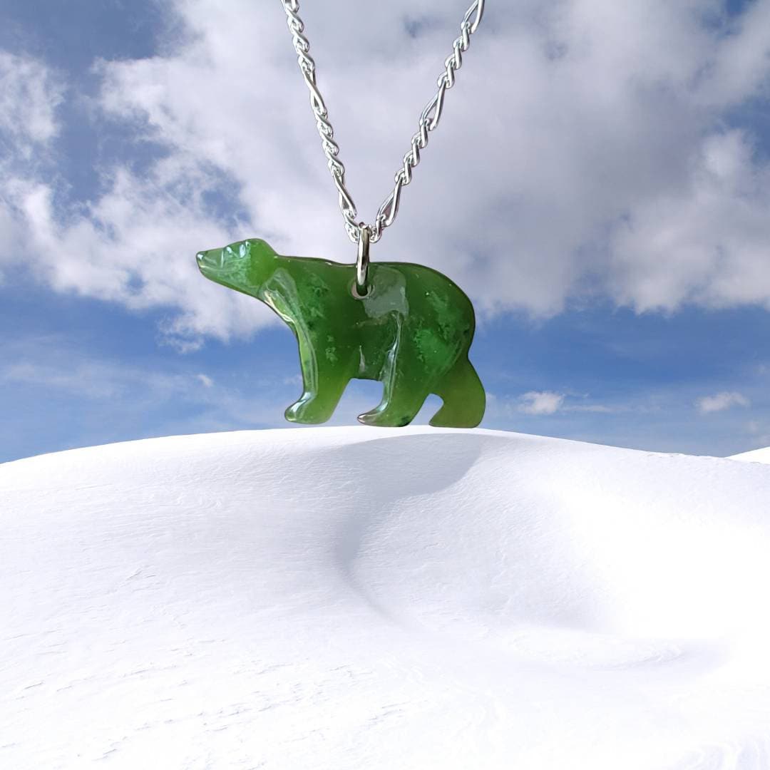 large jade polar bear pendant