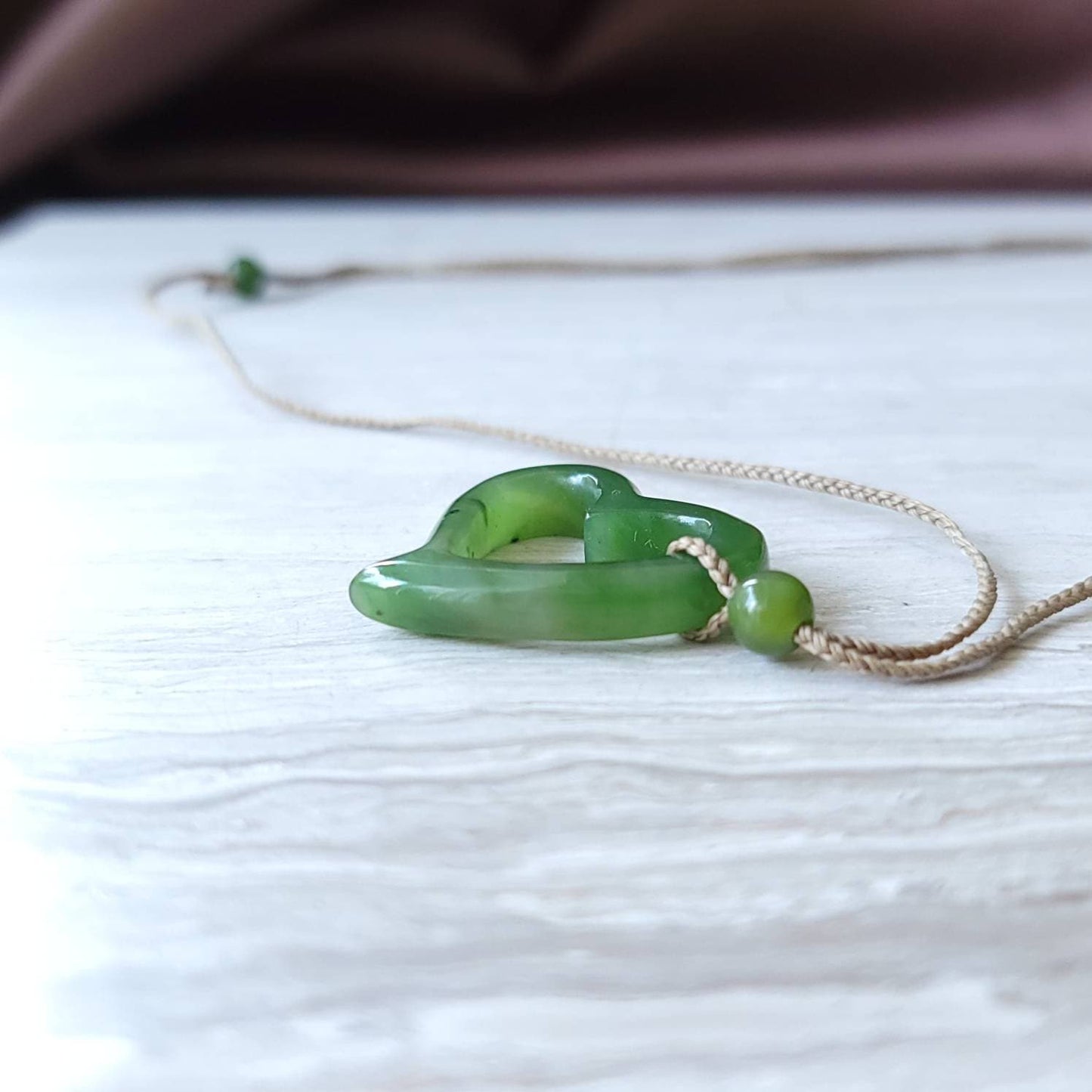 Large jade floating heart necklace