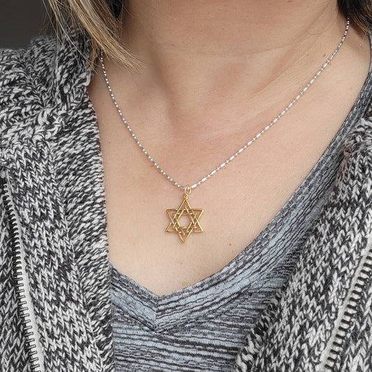 Gold Star of David Charm Pendant