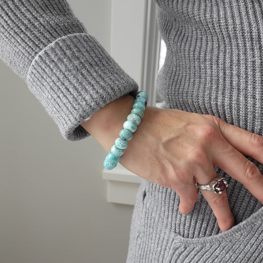 larimar gemstone bracelet seafoam color