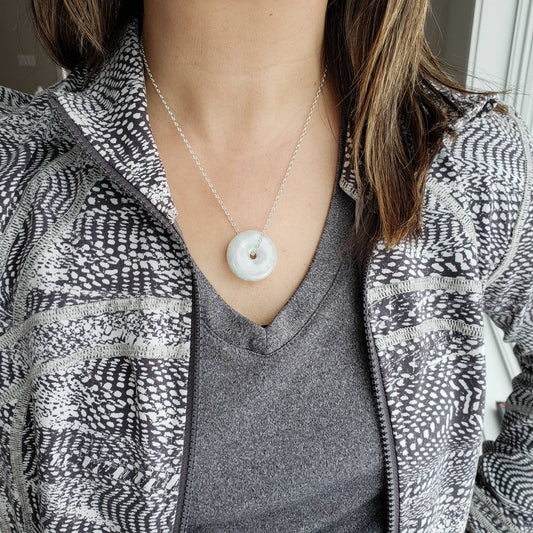 white genuine jade pi pendant